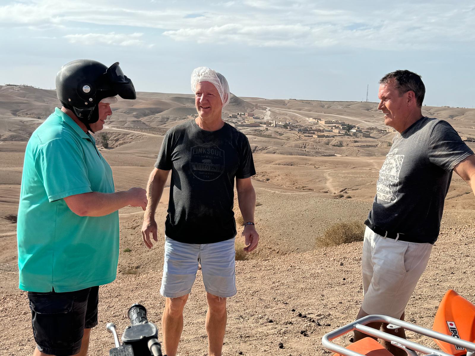 A player wearing the trip monkey in the desert