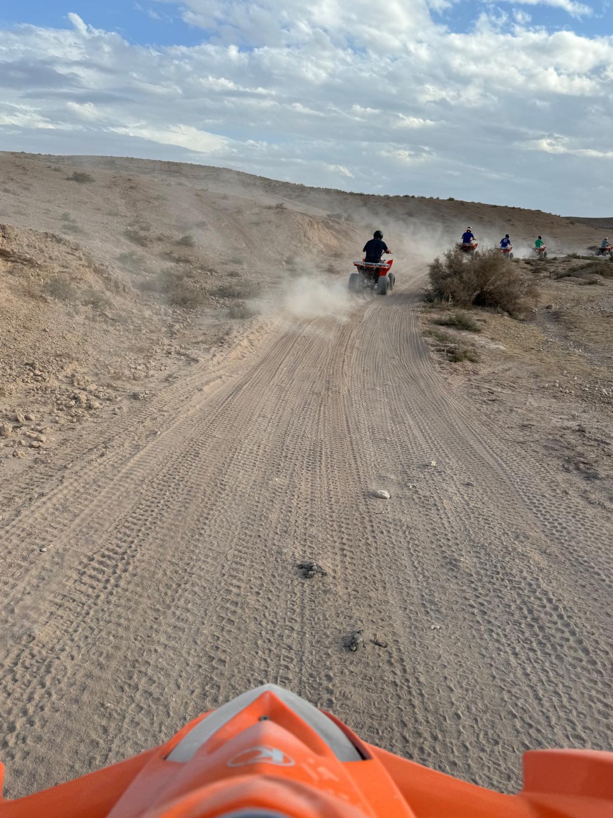 The view from a quad bike on the desert trail