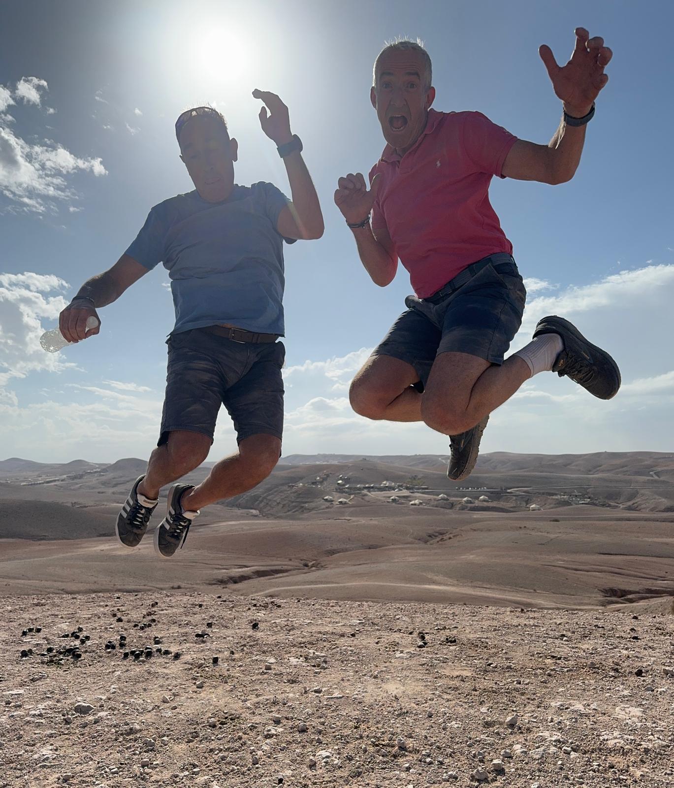 Two Reloaders jumping in the desert
