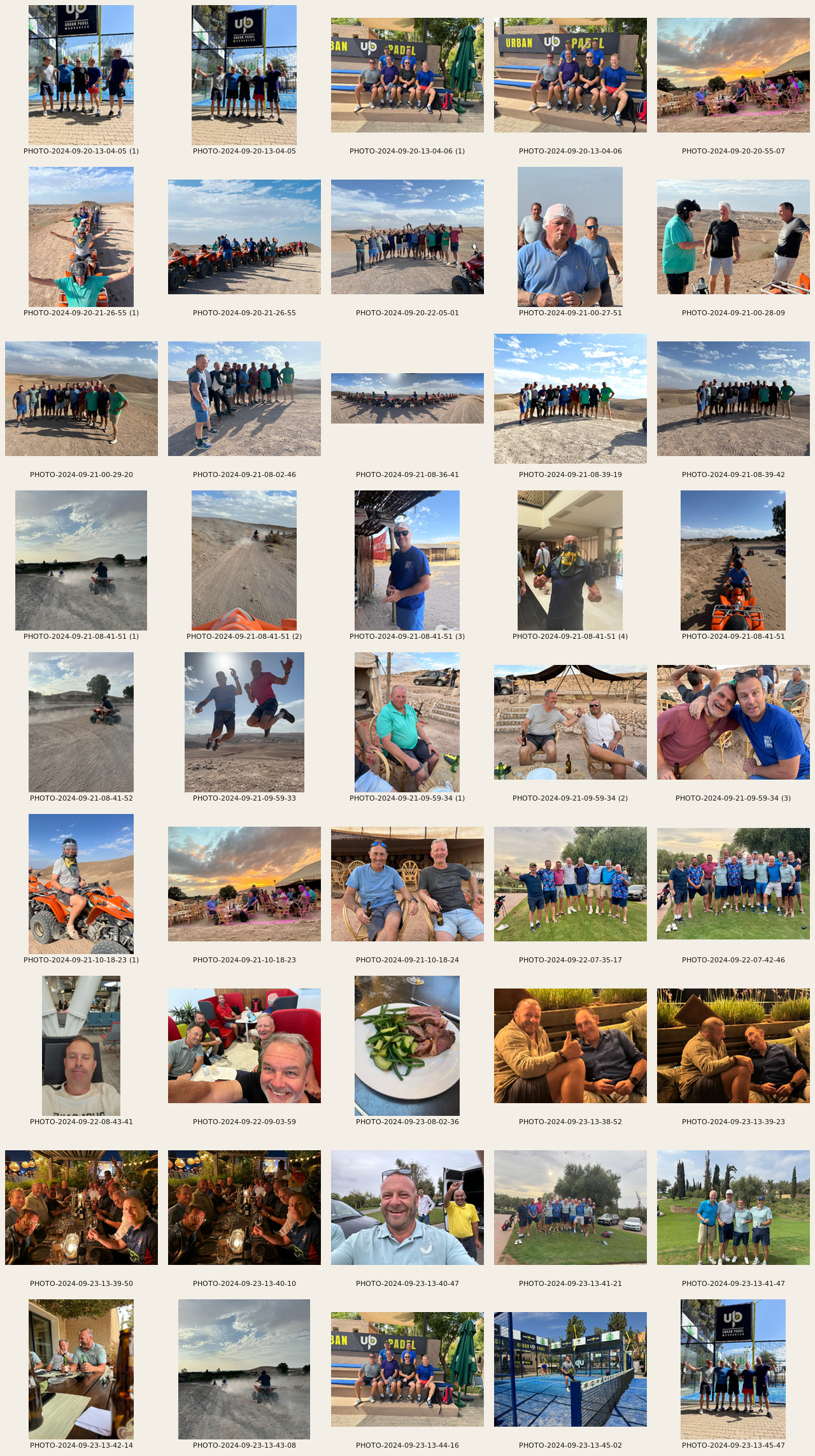 A phone contact sheet of photographs from the trip