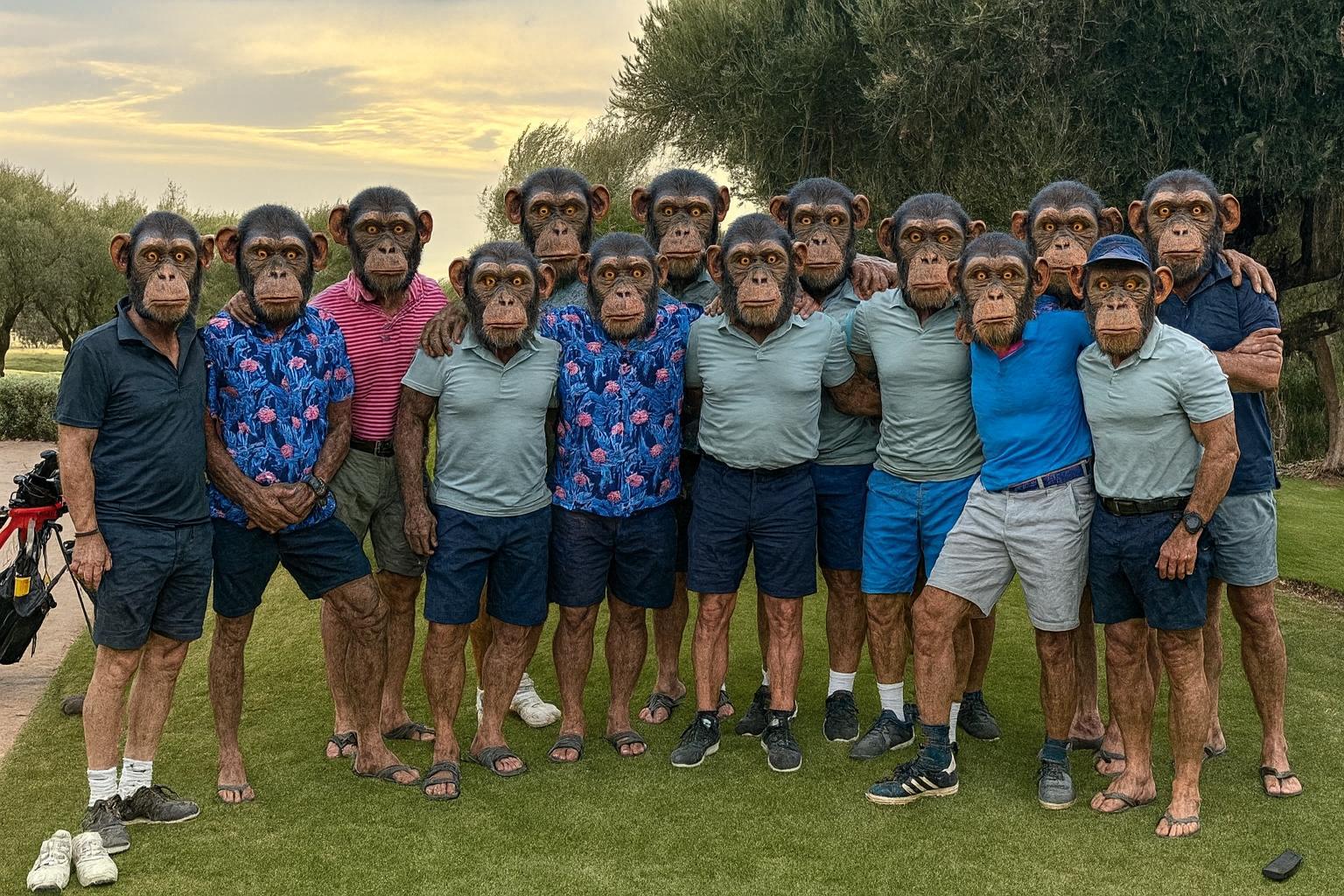 The 2024 Reloaders group with their heads replaced by monkeys
